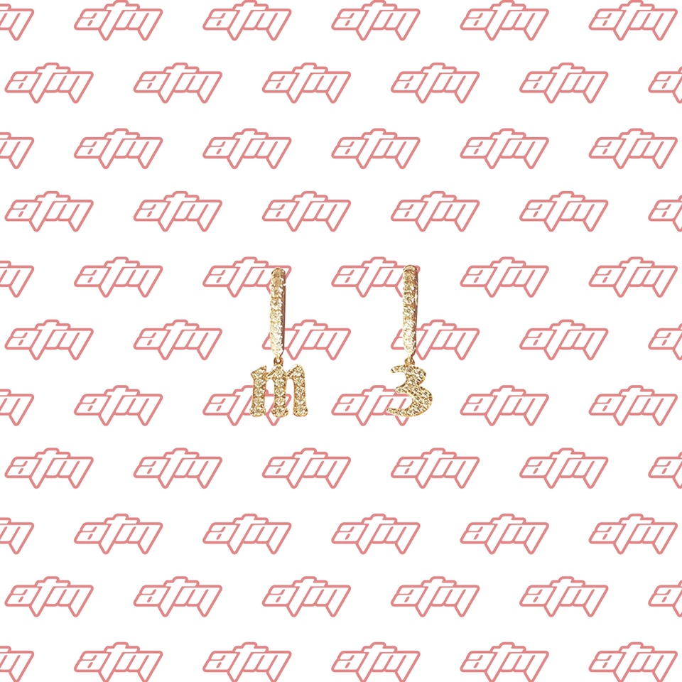 AllthingsMia Designer Brand Letter Number Mini Hoop (K Gold Custom Earrings)