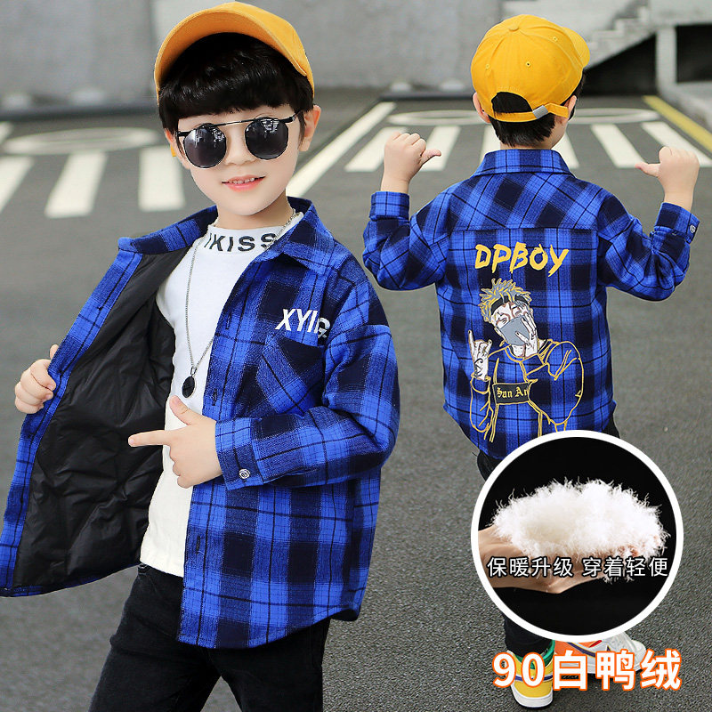 Boys' light and thin down jackets wear 2022 new shirts autumn and winter children's warm liner white duck down jackets for children