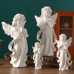 American Retro Girl Angel Figurine Plaster Portrait Sculpture Resin Scandinavian Home Living Room Decoration Small Furnishings