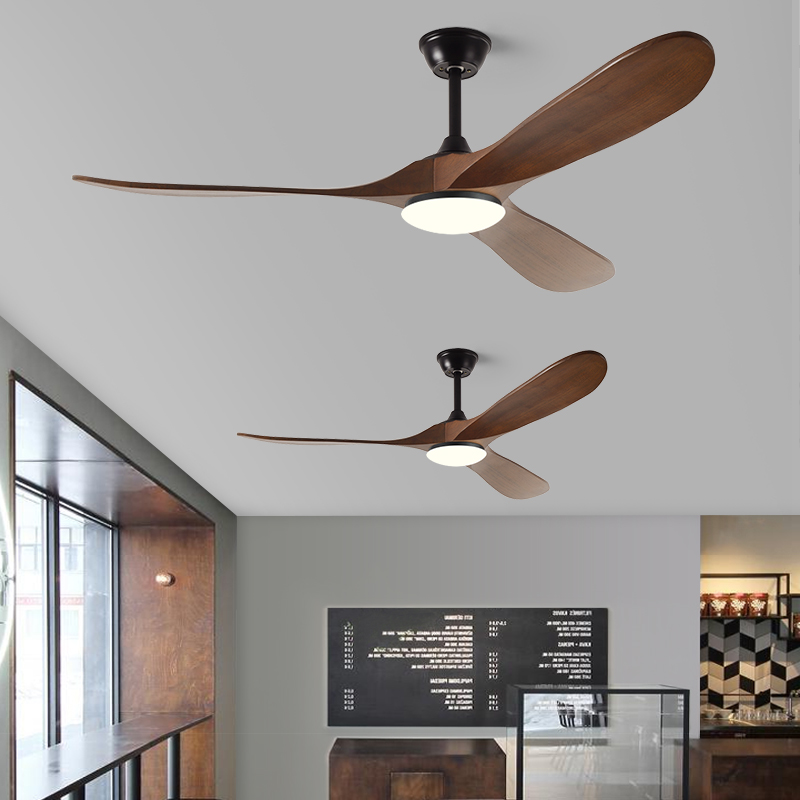 Large wind ceiling fan lamp American retro fan light dining room commercial industrial wind frequency conversion solid wood no lamp ceiling fan-Taobao