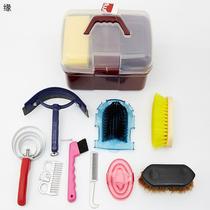 Horse comb horse water scraper horse brush massager aluminum comb stable supplies six-ring stainless steel horse washing set cattle brush