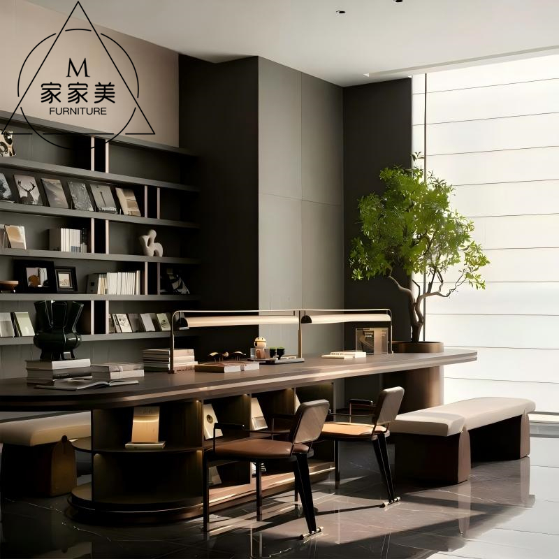 Light Luxury Mezzanine Leisure Area Reading Table, Sales Office Hotel Lobby Conference Long Table, Clubhouse Reception Reading Table and Chairs