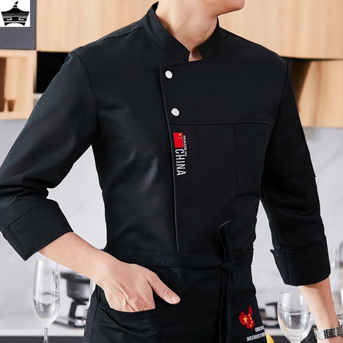Chef Workwear Short Sleeve Autumn Winter Men's Kitchen Rear Kitchen Canteen Catering Customised Chefs Wear Long Sleeve Autumn Winter Clothing Customisation-Taobao