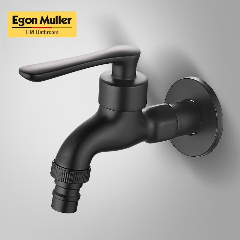 German Egon Muller balcony Fast opening tap Black automatic washing machine Fast water nozzle All copper Single Cold Home