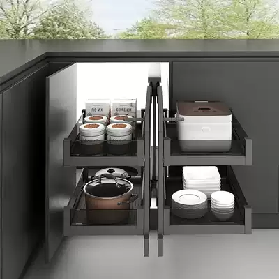 KROBLEBO Kaibel whole cabinet corner pull basket small monster aluminum alloy kitchen whole cabinet corner storage basket