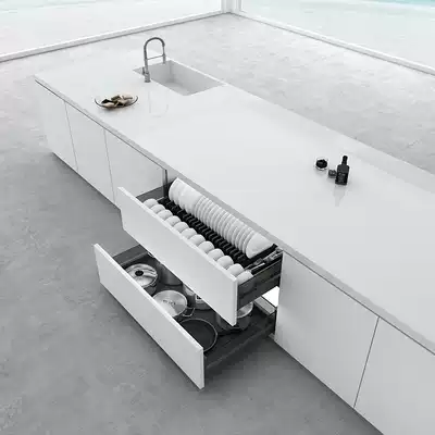 KROBLEBO Kaibel kitchen integral cabinet double drawer type black crystal module all aluminum pull basket bowl dish basket