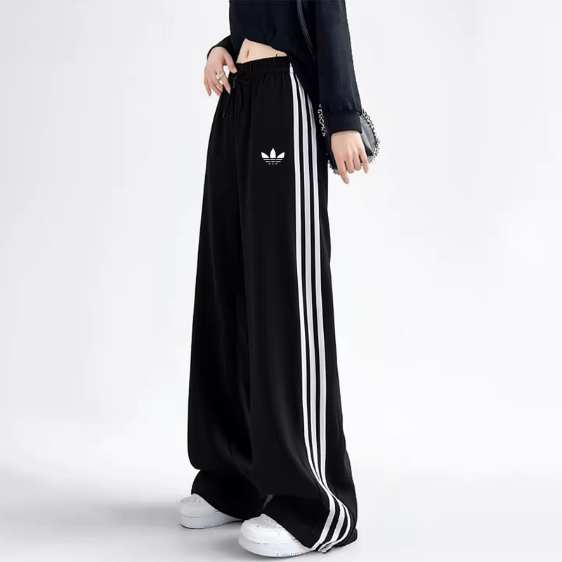 Jennie-Style Three-Stripe Pants for Women, Spring and Autumn, Loose Casual Couple Sports Straight-Leg Wide-Leg Pants for Men