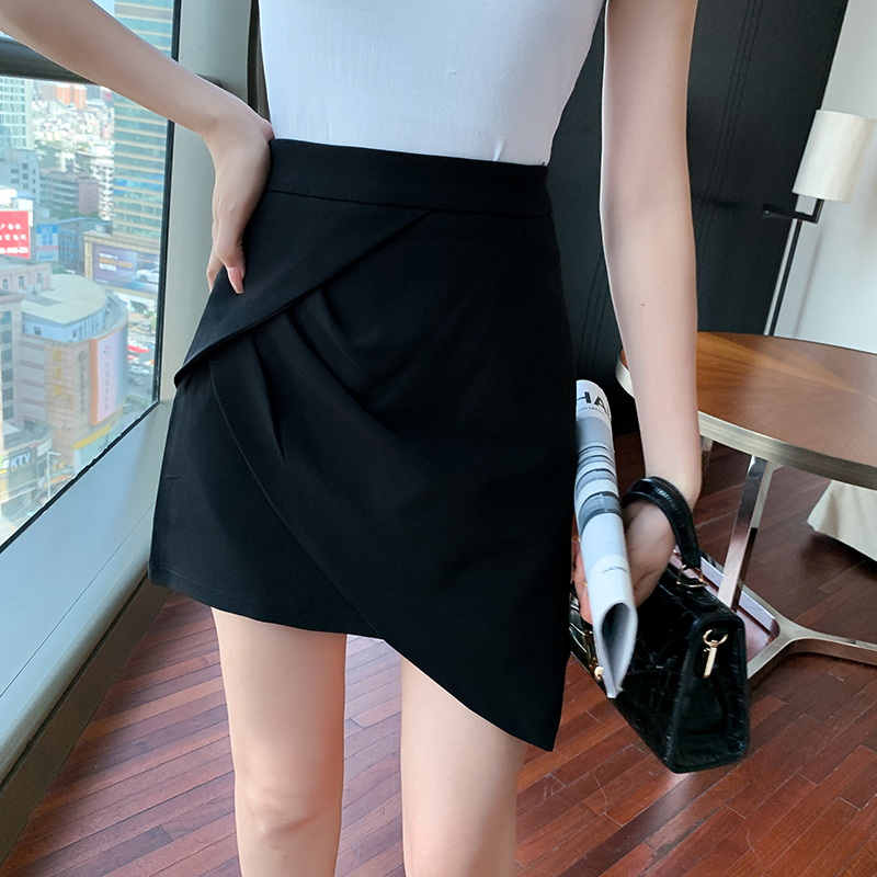 Irregular half body dress spring and summer new a character dress small Han version Fashion temperament slim and high waist black short dress