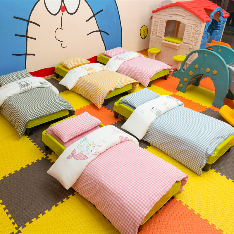 Kindergarten quilt three-piece set of cotton children's washed cotton baby entering the garden nap bedding quilt six-piece set