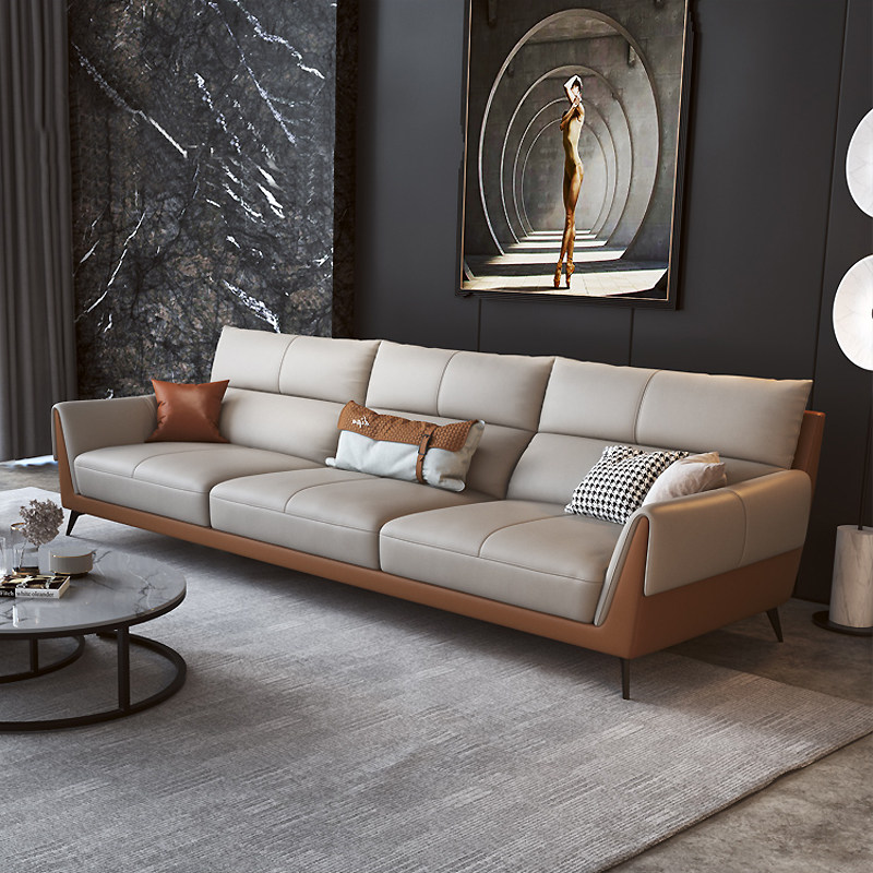 Office sofa leather simple modern business reception parlor office living room combination Italian minimalist three-person