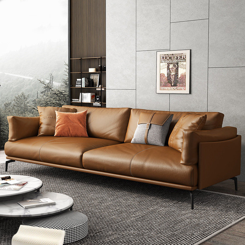 Leather office sofa simple modern business reception leisure coffee table combination set three-person office reception
