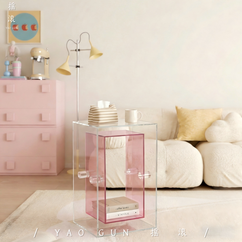 Rock Style Acrylic Minimalist Internet Celebrity ins Style Sofa Side Cabinet Minimalist Bedside Table Light Luxury Style Storage Cabinet Display Cabinet