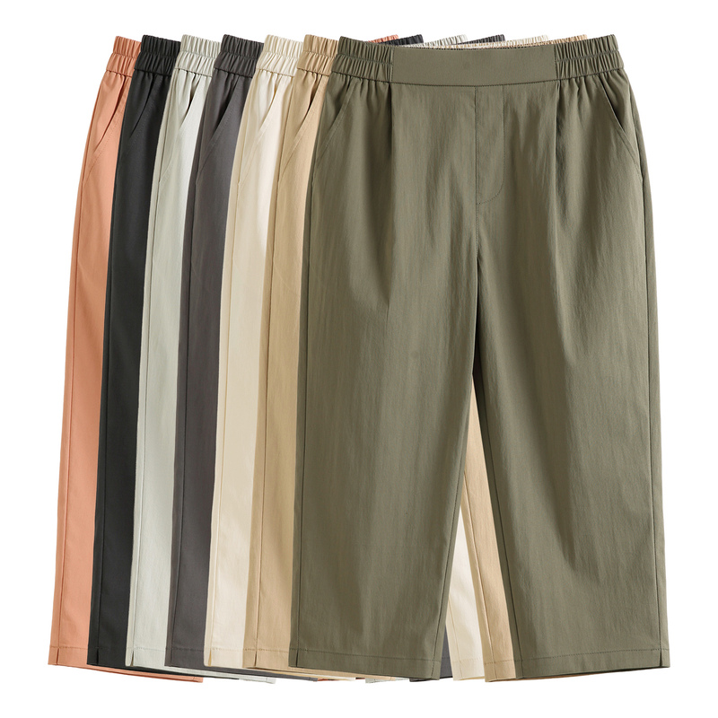 2026 New Women's Cropped Pants Summer Thin Harem Pants Loose Slimming High-Waisted Petite Elastic Waist Cotton Pants