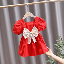 Girls dress Summer 2022 new children red princess dress 1 childrens birthday dress 3 womens baby summer clothes