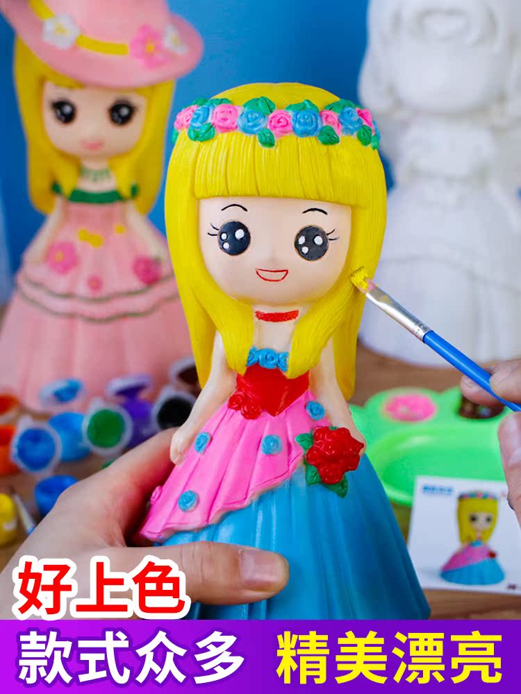 Paint Drawing Handmade Diy Plaster Painted Dolls Big Boy Handmade Plaster Dolls Graffiti Deposit Money Pot Painted