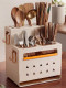 Kitchen Knife Rack Storage Rack New Model Multifunctional Knife Holder with Double Cup and Chopstick Holder Integrated Storage Box Wall-Mounted Storage Rack