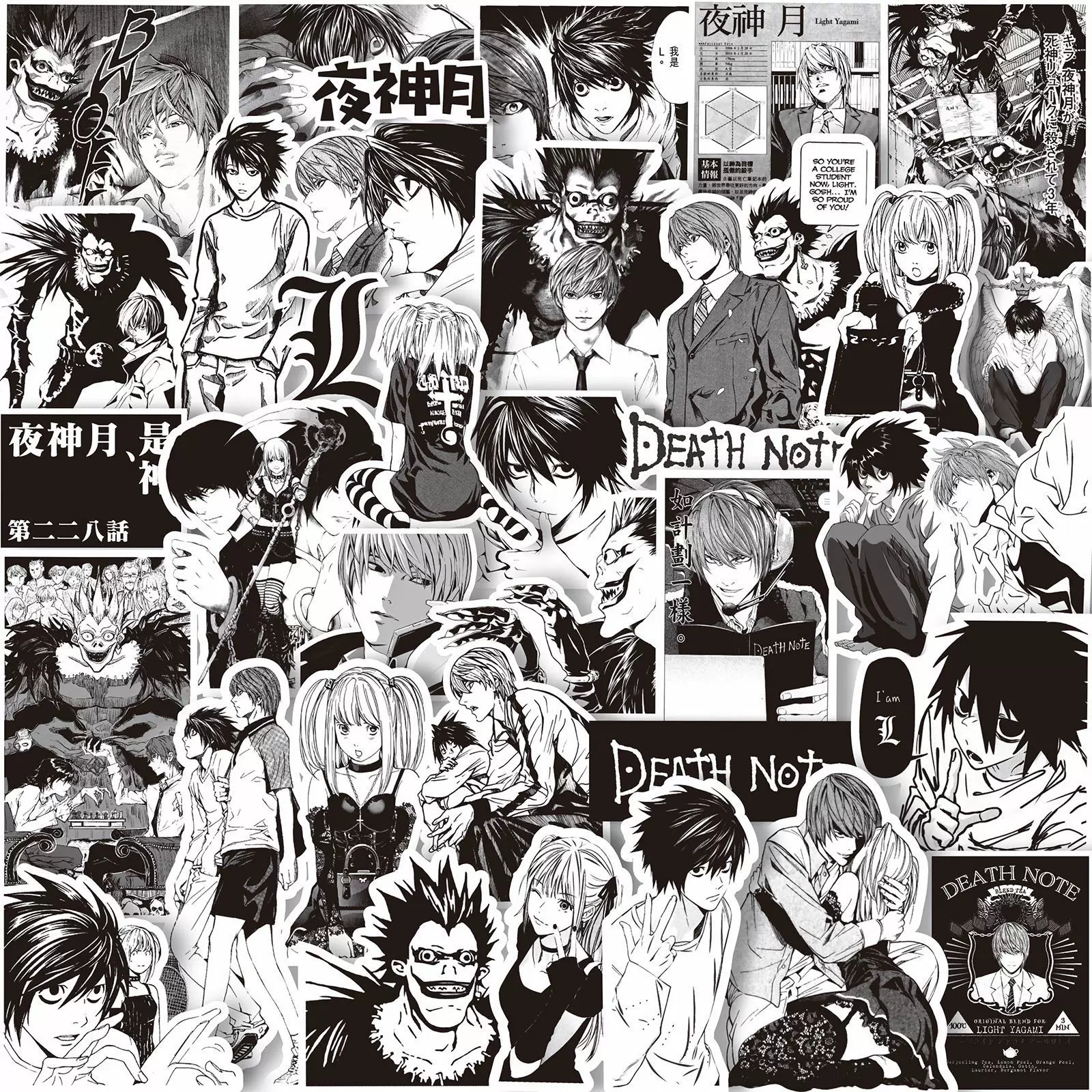 Death Note DeathNote наклейка Ночь Бог Луна Лапка Черная и Белая заметка Блокнот Компьютерная наклейка