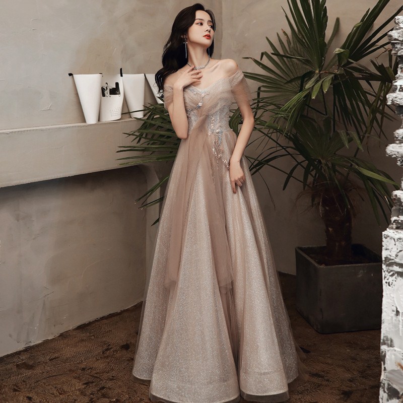 Long elite evening dress, open shoulders Long elite evening dress, open shoulders