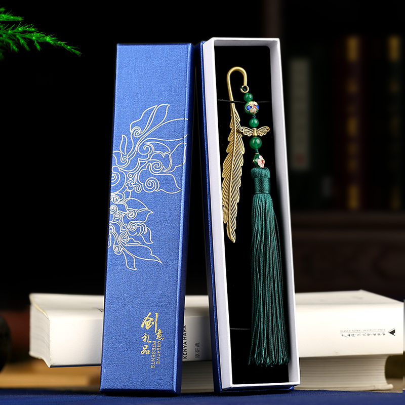 The birthday gift of fine classical Chinese style style students use practical minimal creative flow of Su metal brass bookmark gift box Customized engraving products