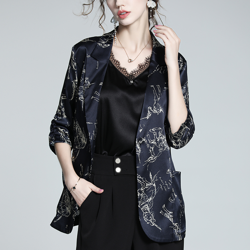 Silk Suit for Women, Spring 2026 New Design, Stylish and Elegant Printed Top, Fashionable Designer Mulberry Silk Jacket