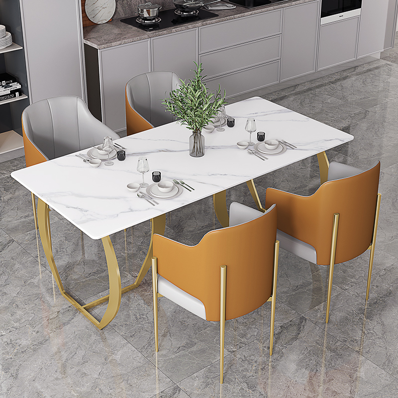 Nordic minimal rock plate small household dining table and chair light luxury modern network red restaurant table simple household negotiation table