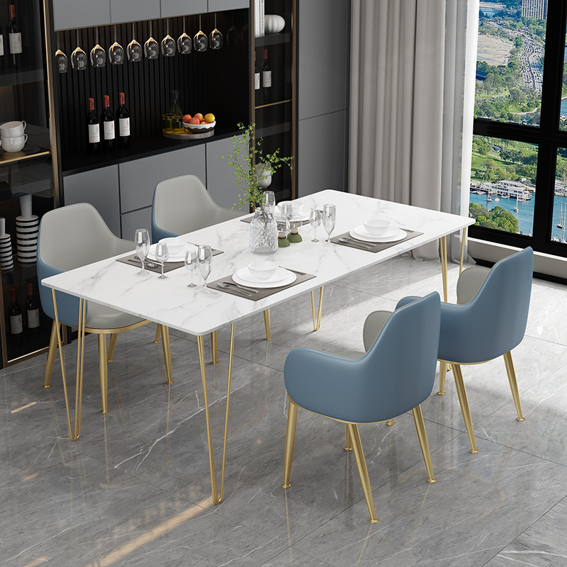 Nordic light luxury dining room table and chair combination modern minimal household small dining table office reception table