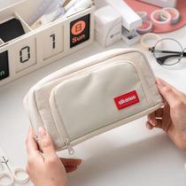 Super-capacity pencil bag day series Korean boys girls brief elementary school high school raw canvas pen bag pencil case