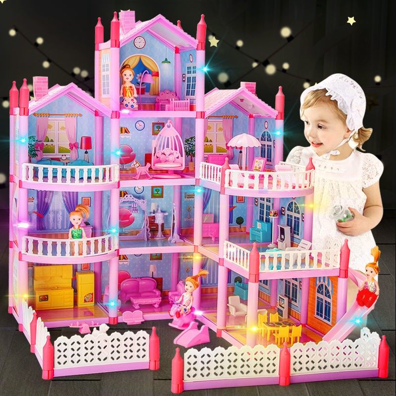 Children dressed up in the house Wine Assembly Eva Cottage Villa Barbie Doll Sets Princess Castle Emulation Room Children