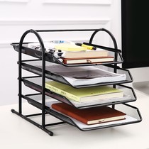 Office Metal Iron Mesh Multilayer Shelve Shelf Documentary Shelf Desktop Finishing Shelf Book Filing Rack