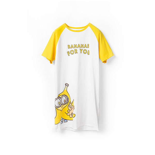 Universal Pictures Minions 2024 Summer New BOBTIM Adult Nightgown Lounge Clothes Loose T-shirt Nightgown