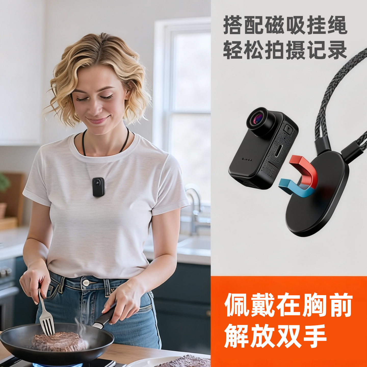 High-Definition Sports Thumb Camera for Outdoor Cycling and Mountain Climbing, Chest-Mounted Magnetic First-Person Perspective Recording Camera