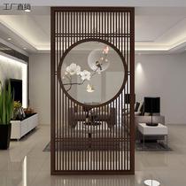 New Chinese style solid wood fence screen entrance hall partition living room block hotel tea house custom-made modern hollow storage rack