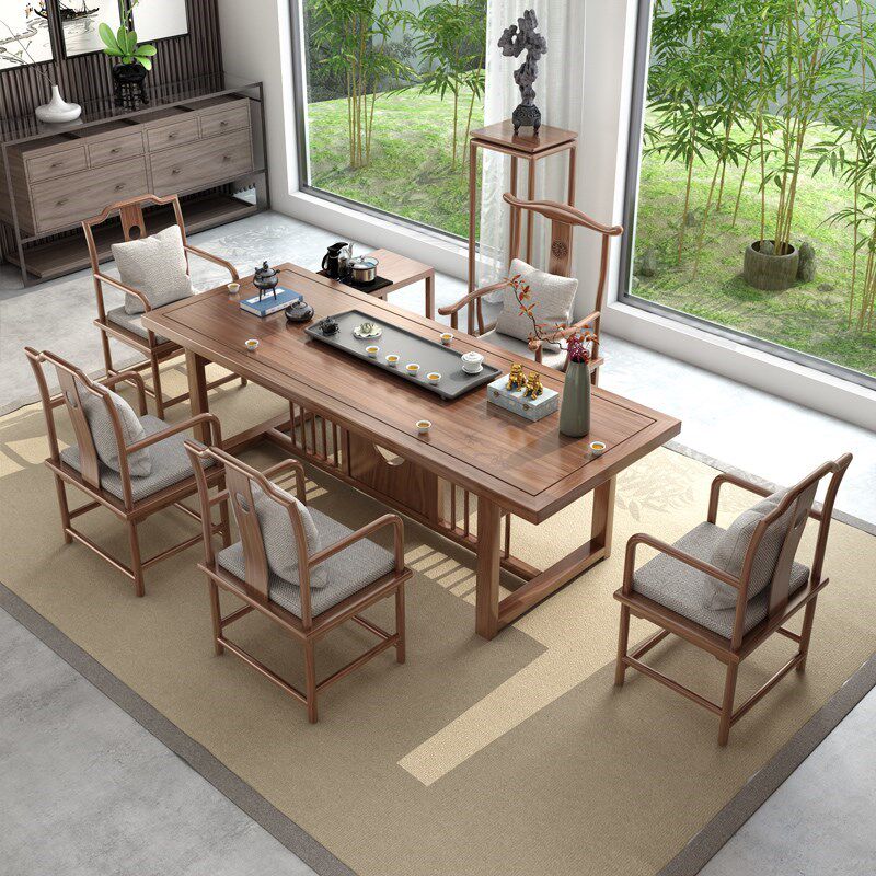 Simply new Chinese tea table and chair combined kung fu tea table antique Zen Yu Solid Wood Modern Tea Table