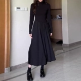 Черный осенний лонгслив, демисезонное платье, корсет, длинная юбка, коллекция 2023