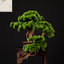 Simulation welcome pine bonsai office entrance decoration New Chinese green fake tree entrance living room hotel decoration