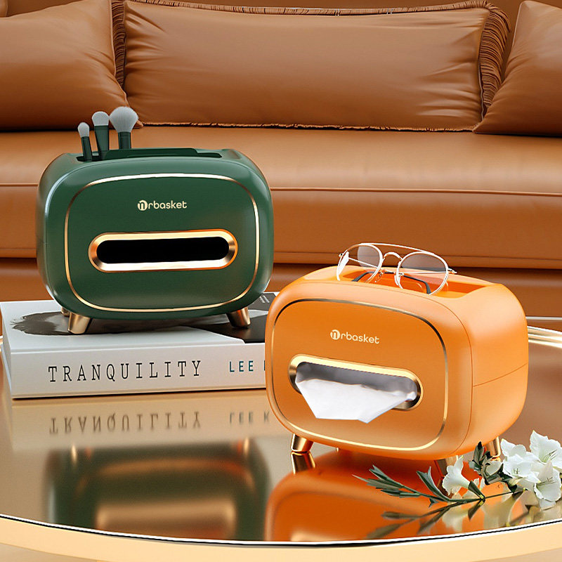 Light luxury tissue box living room high-end remote control storage creative napkin box tea table multi-functional desktop pumping paper box