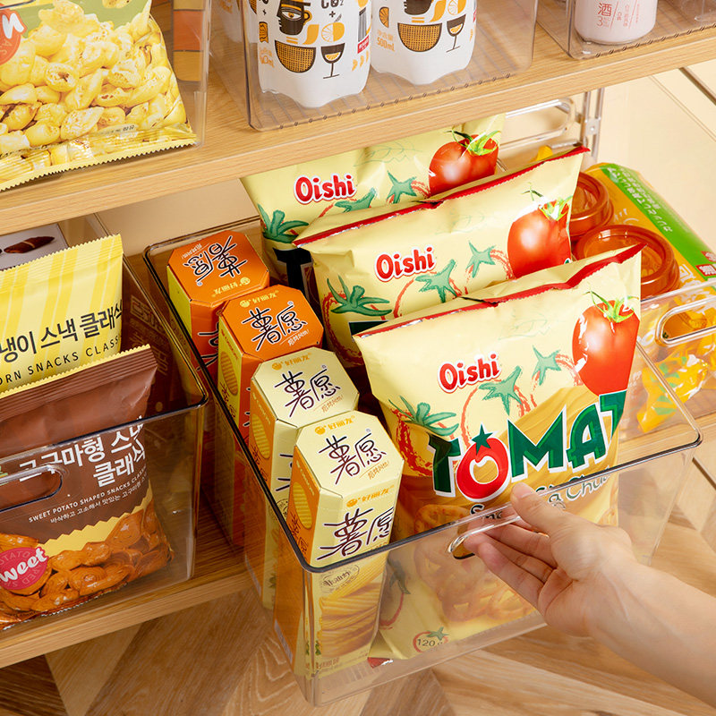 Transparent snack storage box desktop book sundries plastic finishing artifact household kitchen refrigerator food storage box