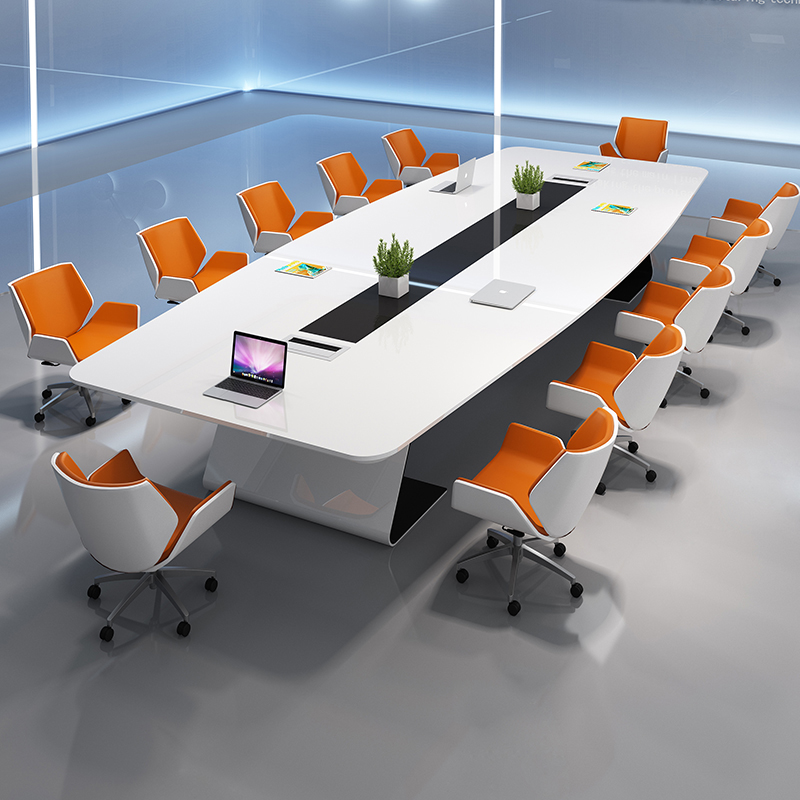 Lacquer conference table long table strip table negotiation table simple modern personality meeting room table and chair combination meeting table