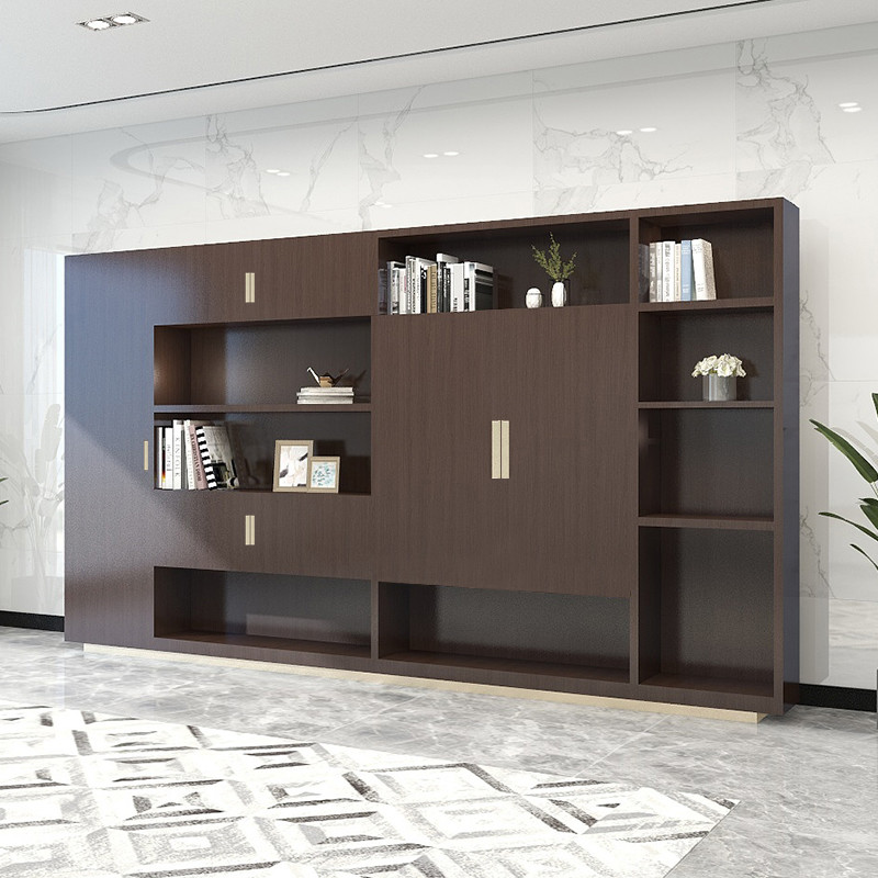 Office filing cabinet simple modern bookcase information cabinet solid wood veneer paint storage cabinet floor-to-ceiling boss manager