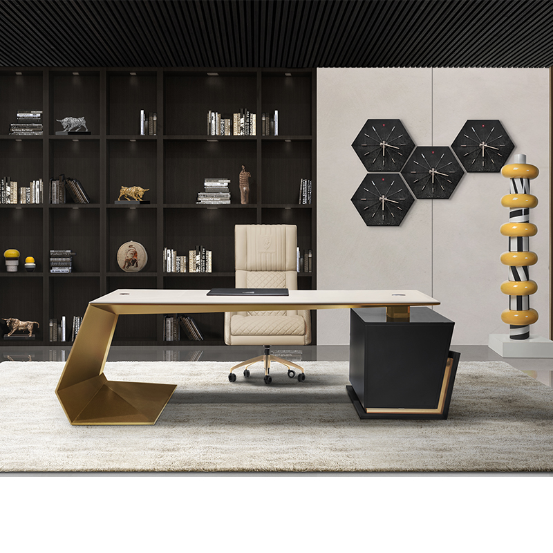 One third of high-end boss table presidents table roast lacquer wood grain modern minimalist light extravagant office creative fashion custom 