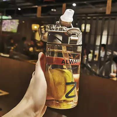 Suction tube Cup adult female summer tritan fitness sports Cup men's simple portable anti-drop high-value Cup