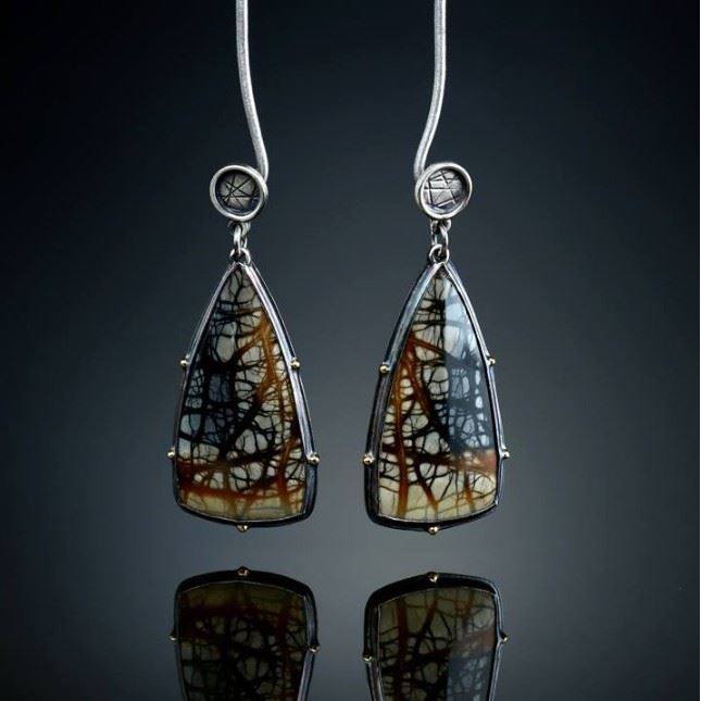 Fashion Picasso-Style Colorful Dichroic Glass Earrings Vintage Dangle Jewelry