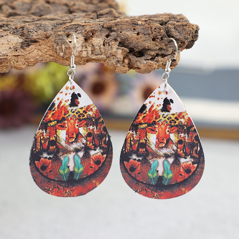 Bold Western Cow Head Leather Earrings | Mother's Day Statement Gift Jewelry