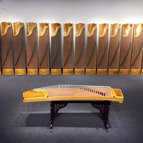 Golden nanmu guzheng small portable chair professional stool Chinese senior adult children solid wood Yuan Sha bracket