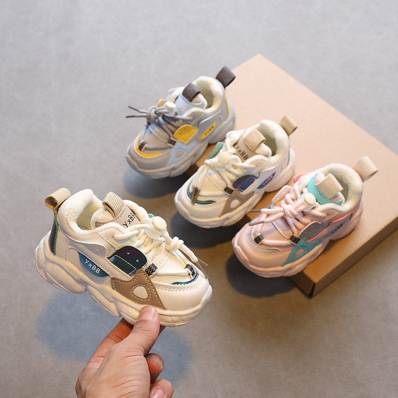 2021 autumn and winter new cotton shoes children's sports shoes boys' second cotton shoes plus velvet girls' baby shoes middle and small children's shoes