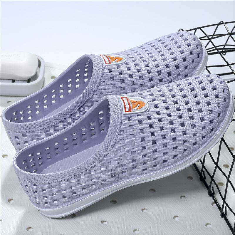 Work shoes men's summer hole shoes Korean version sandals male students thick bottom non-slip travel breathable casual beach shoes