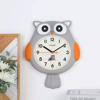 Wall clock cartoon living room home simple modern cute creative bedroom hanging wall non-perforated sweep second clock mute