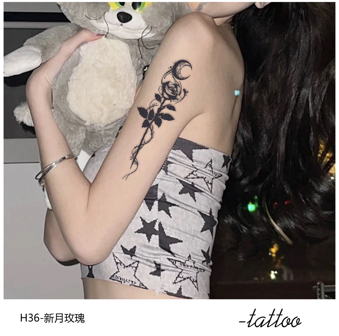 手臂玫瑰花纹身图案- 抖音, image size:1169x1159