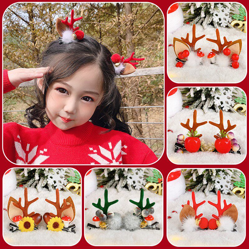 Christmas Hair Clip Children's Head Girl Hair Decorated Jedhram Horn Hair Clamp Baby Princess Accessories
