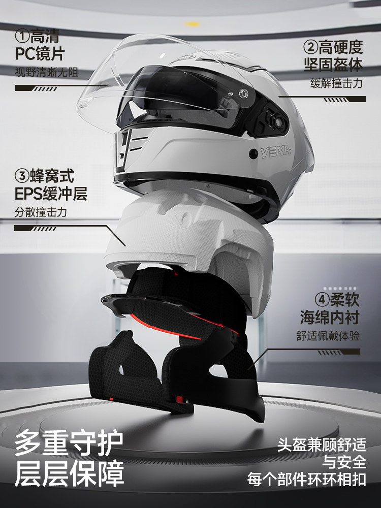 Mustang Helmet Official Flagship Store Motorcycle Full Face Helmet for Men 3C Certified Winter Warm Safety Helmet for Women All Seasons Universal